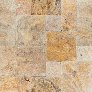 Tuscany Scabas Pattern Tumbled Travertine Paver Kits (120 Pieces/160 sq. ft./Pallet)