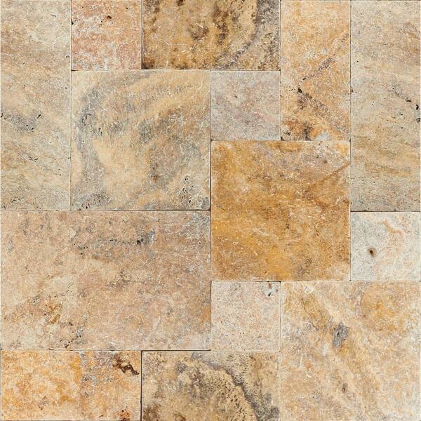 MSI Tuscany Scabas Pattern Tumbled Travertine Paver Kits (360 Pieces/480 sq. ft./Pallet)