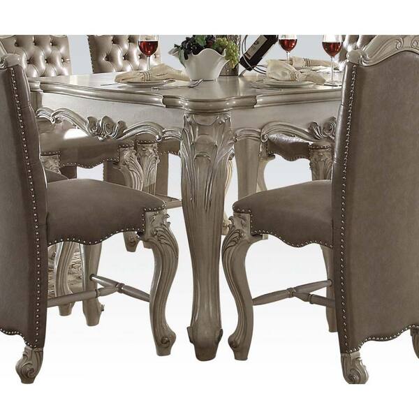 HomeRoots Danielle White Gold Wood 55 in. 4 Legs Dining Table (Seats 6)
