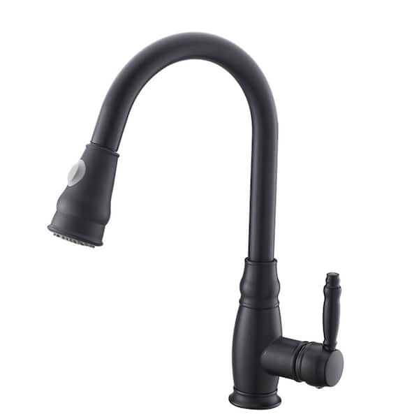 Unbranded 15.7 in. Single Handle 360° Spout Swivel Pull Down Sprayer Kitchen Faucet with Advanced Spray in Matte Black