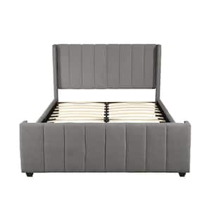 Antoinette Traditional Queen-Size Charcoal Gray Fully Upholstered Bed Frame