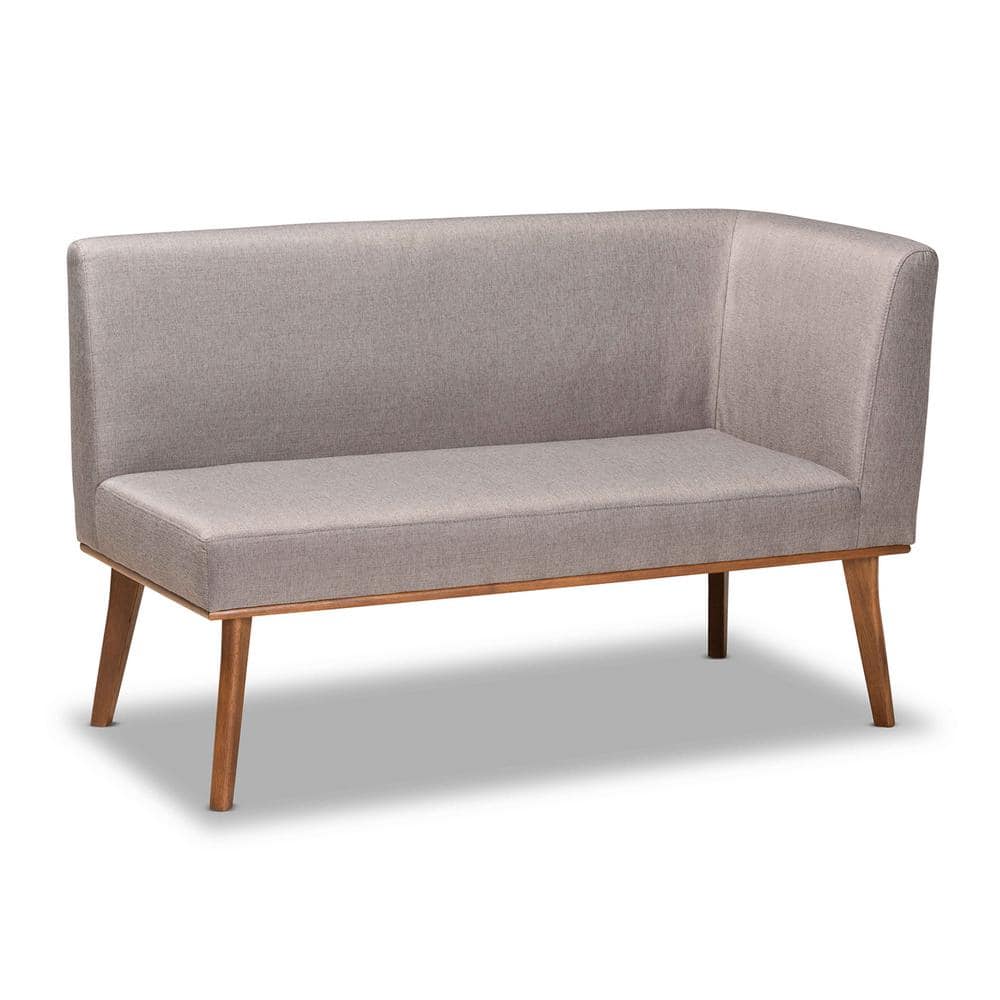 Odessa Mid-Century Modern Grey and Walnut 2-Piece Dining Nook Set