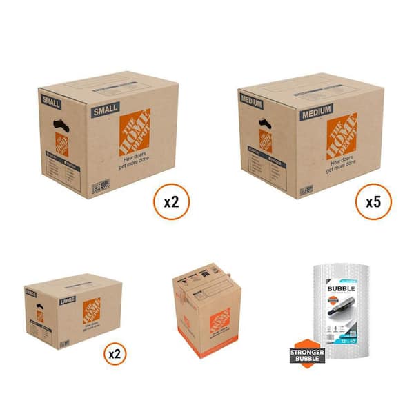 16 in. Small Box (2-Count),20 in. Medium Box (5-Count),26 in. Large Box (2-Count),Wardrobe Box and 12 in. Bubble Cushion