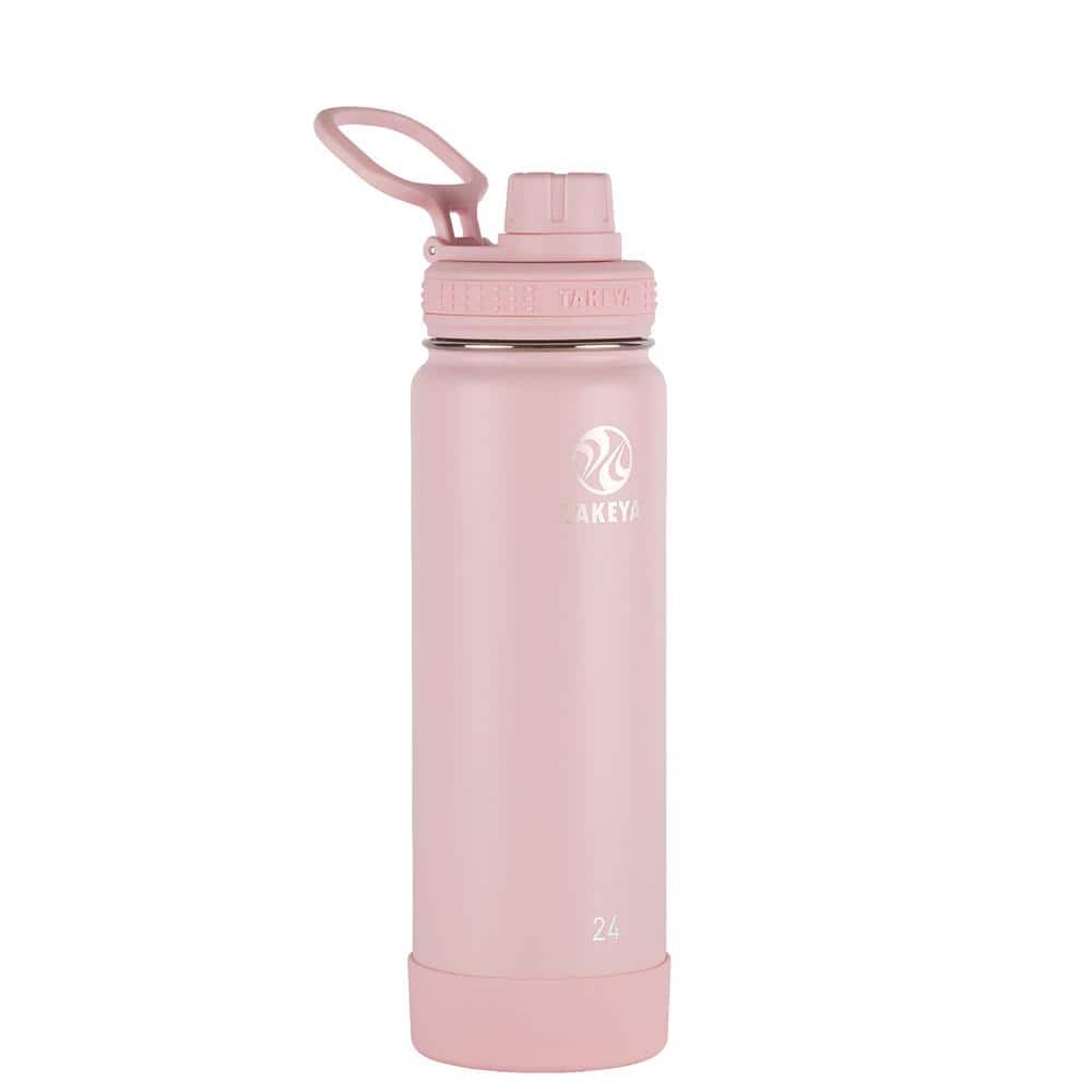 Potted Pans 20oz Clear Glass Water Bottle - Drink Glass Bottle Straw and Lid, Pink