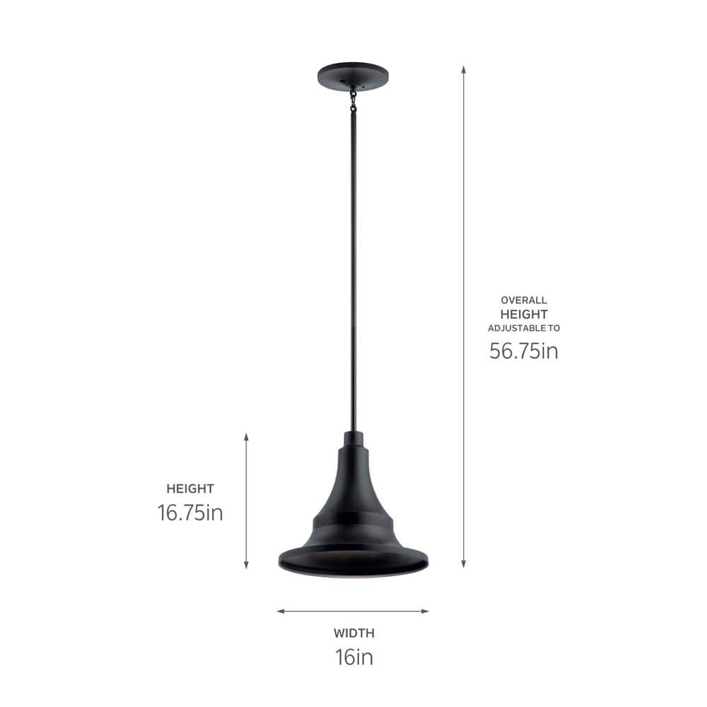 Hampshire 17" Textured Black Outdoor Pendant Light