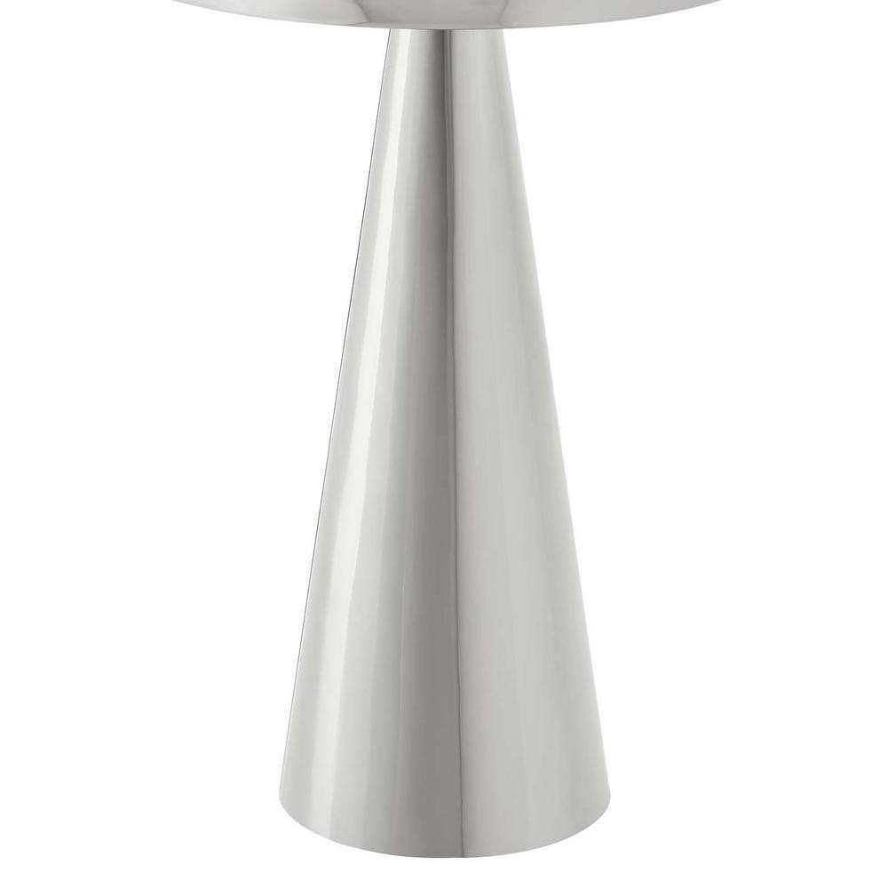 Nickel Round Metal Pedestal Side Table with Storage
