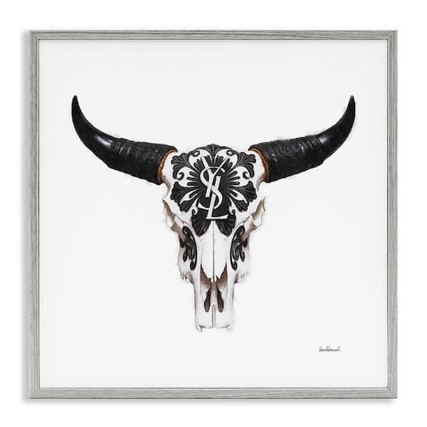 Stupell Industries Chic Brand Cattle Skull by Amanda Greenwood Gray Framed Animal Giclee Art Print 17 in. x 17 in.
