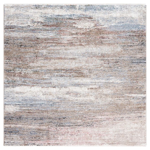 Jasmine 5 ft. x 5 ft. Gray/Blue Distressed Marble Square Area Rug