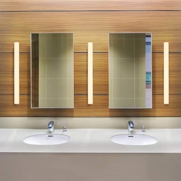 Procyon 24-Watt 24 in. Silver ETL Certified Integrated LED Vanity and Bathroom Light AC LED ADA Compliant Damp Rated