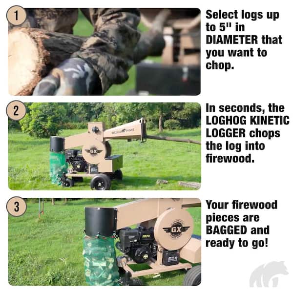 BIGBEAR POWER LogHog 5 in. 15 HP Gas Powered Upgraded Commercial