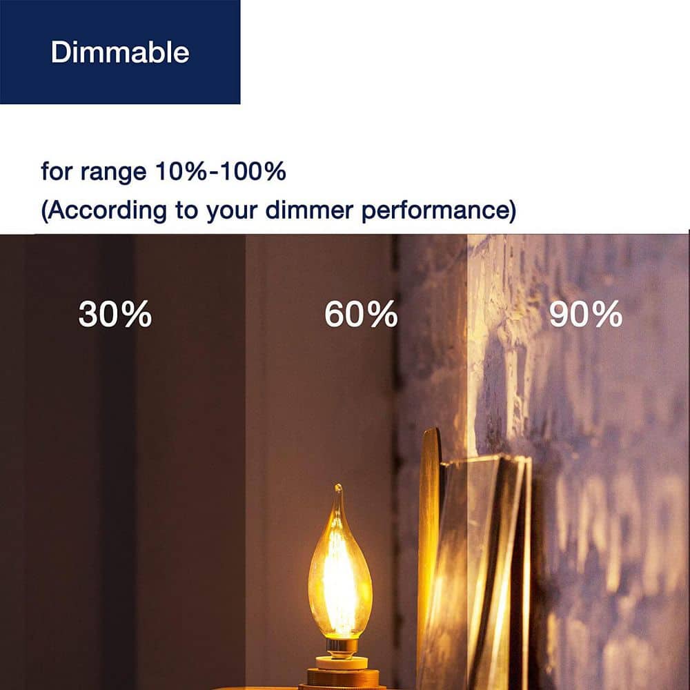 Amber Glass Dimmable LED Candelabra Bulbs 6-Pack
