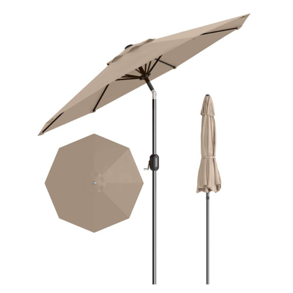 9 ft Round Polyester Market Patio Umbrella with Crank Lift Push Button Tilt 8 Steel Ribs 4 Pack price history on PriceWatchPro