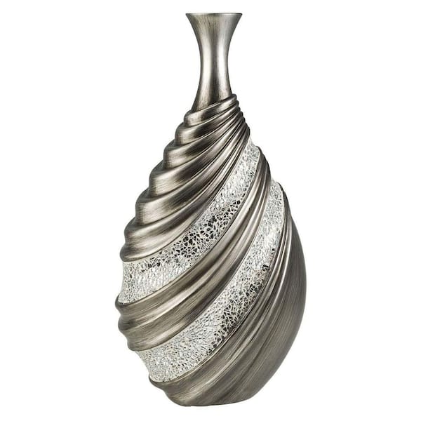 ORE International 17.75 in. H Silver Decorative Bottle