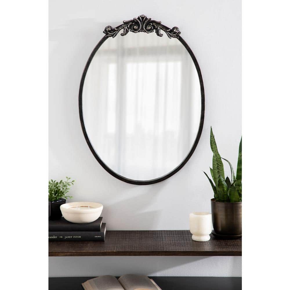 Arendahl 18" x 24" Black Ornate Oval Wall Mirror