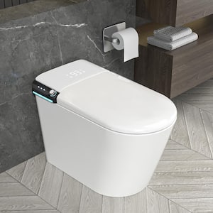 1-Piece 1.28 GPF Single Flush Elongated Bidet Smart Toilet with Multi-Function Remote Temperature Control in White