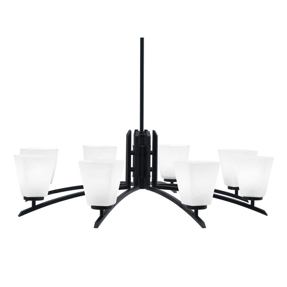Siena 34.25 in. 8 Light Matte Black Chandelier with White Muslin Glass Shad
