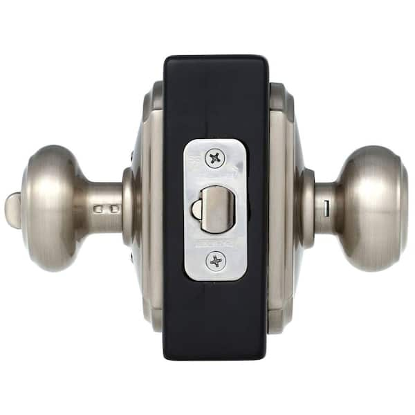 Bowery Satin Nickel Keyed Entry Door Knob with Greyson Trim