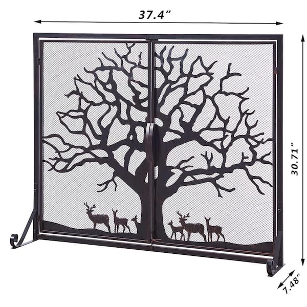 Vanity Art Cannes Black Iron 2 Panel Fireplace Screen With