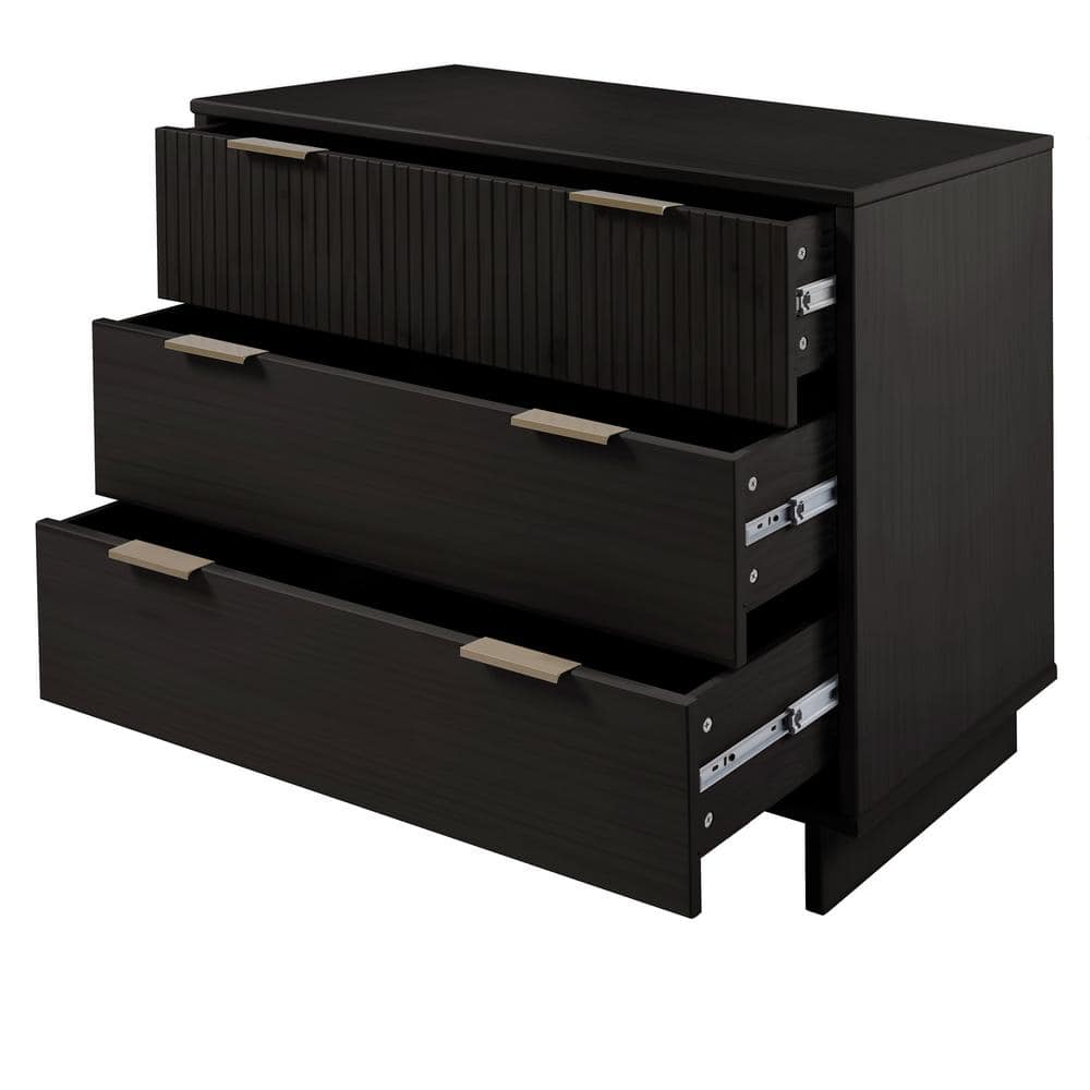 Granville Black Glam Horizontal Dresser with Soft Close Drawer