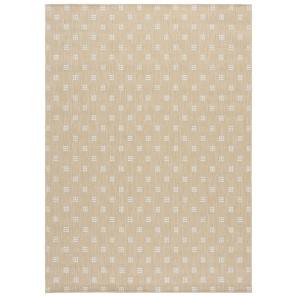 Terrace Beige/Ivory 9 ft. x 12 ft. Spotted Solid Indoor/Outdoor Area Rug