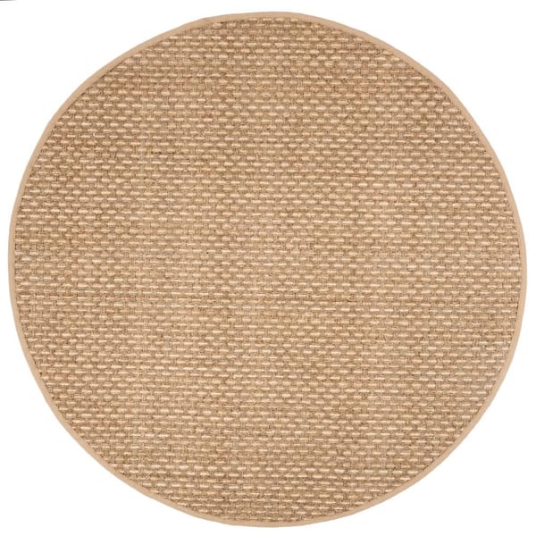 SAFAVIEH Natural Fiber Beige 4 ft. x 4 ft. Woven Border Round Area Rug