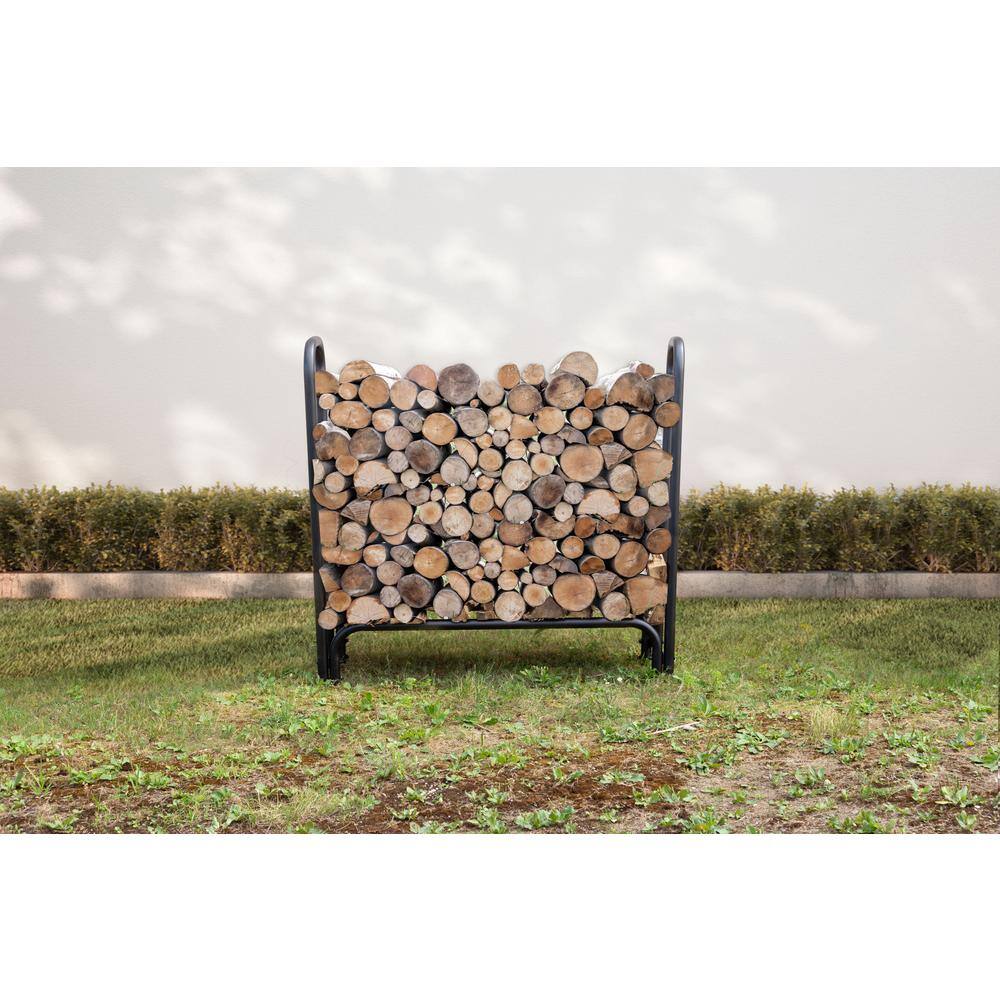 Heavy Duty Black Steel 4-Foot Firewood Log Rack