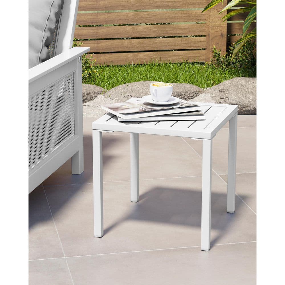 Aluminum 15.7 in. Square Outdoor End/Side Table in White price history on PriceWatchPro