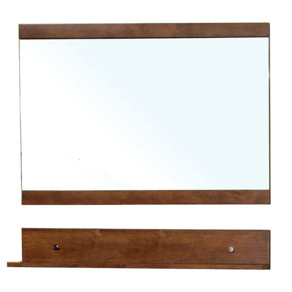 Bellaterra Home Lawson 44 in. W x 34 in. H Framed Rectangular Bathroom Vanity Mirror in walnut