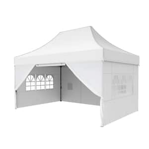 10 ft. x 15 ft. Large Outdoor Wedding Party Commercial Canopy Tent in White with Removable Side Walls