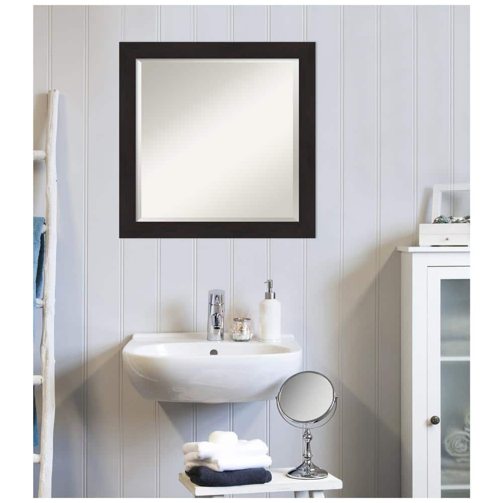 Espresso Brown Wood Framed Bathroom Vanity Mirror