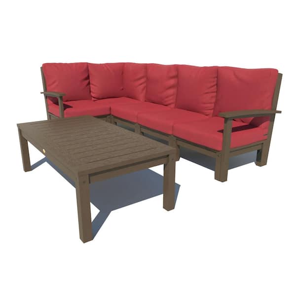 Highwood Bespoke Deep Seating 6-Piece Plastic Outdoor Sectional Set with Conversation Table and with Cushions