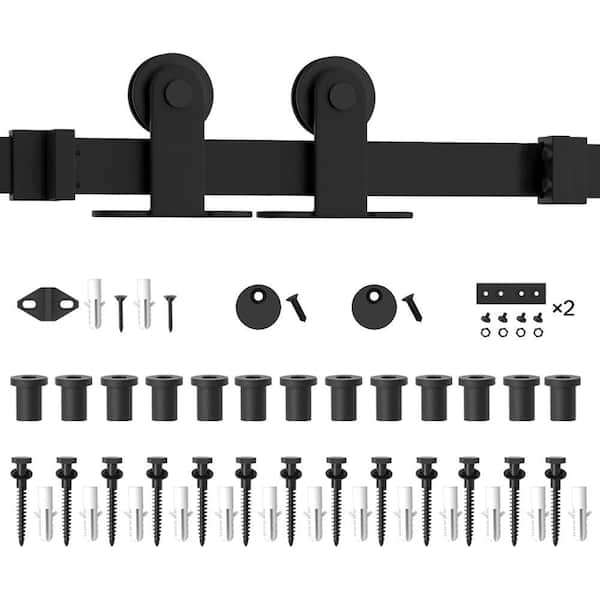 WINSOON 16 ft. /192 in. Top Mount Sliding Barn Door Hardware Track Kit for Single Door with Non-Routed Floor Guide
