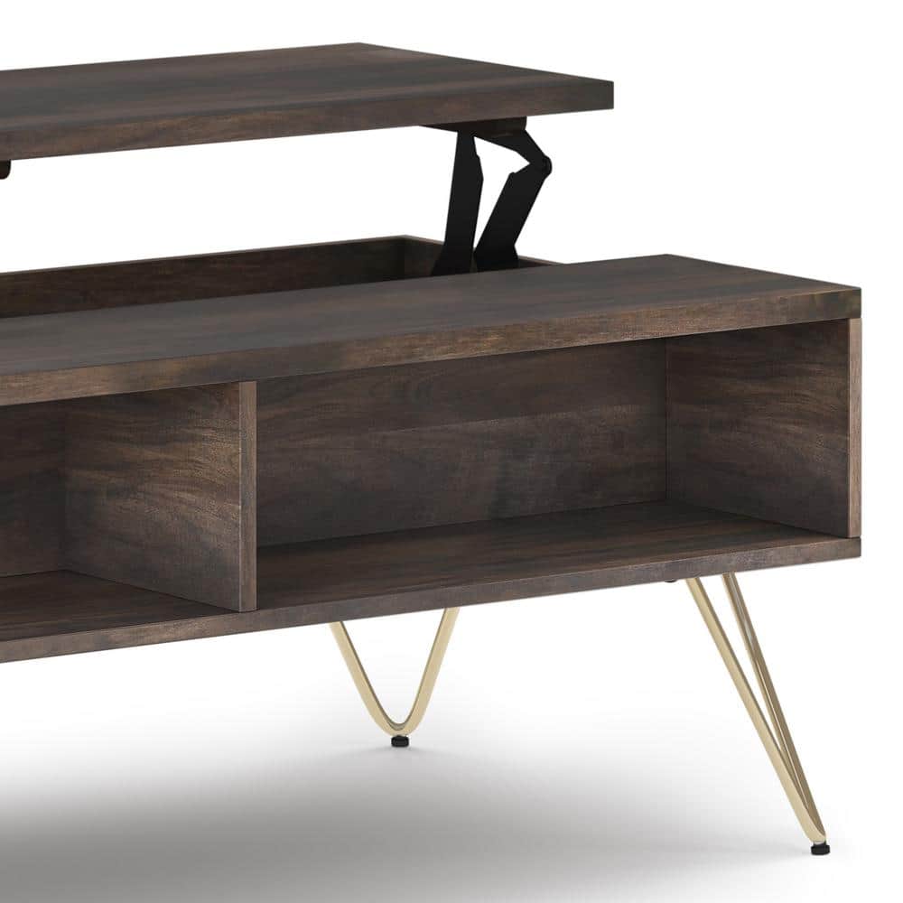 Ebony Hunter Solid Mango Wood Industrial Lift-Top Coffee Table