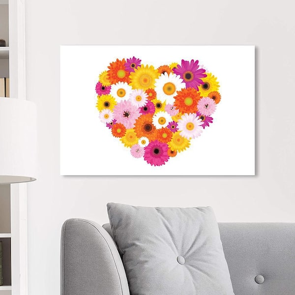 VENICE BEACH Collections Flower Shape Heart by Unknown 1 Piece Unframed Canvas Drawing Print 20 in. x 30 in.