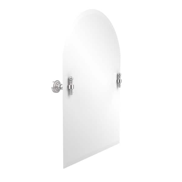 Allied Brass Retro-Dot Collection 21 in. x 29 in. Frameless Arched Top Single Tilt Mirror with Beveled Edge in Satin Chrome