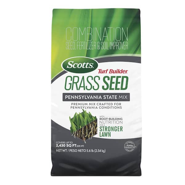 Scotts Turf Builder 5.6 lbs. Grass Seed Pennsylvania State Mix with Fertilizer and Soil Improver, Premium Mix