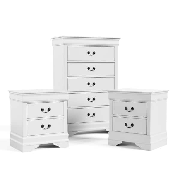 Burkhart White 2 Drawer 21.63 in. W Set of 2 Nightstand and Chest