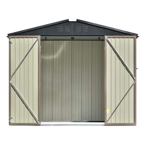 Wateday 8 ft. W x 6 ft. D Outdoor Metal Shed with Lockable Doors