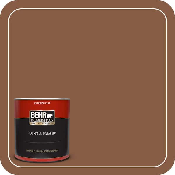 BEHR PREMIUM PLUS 1 qt. #ICC-80 Cinnamon Spice Flat Exterior Paint & Primer