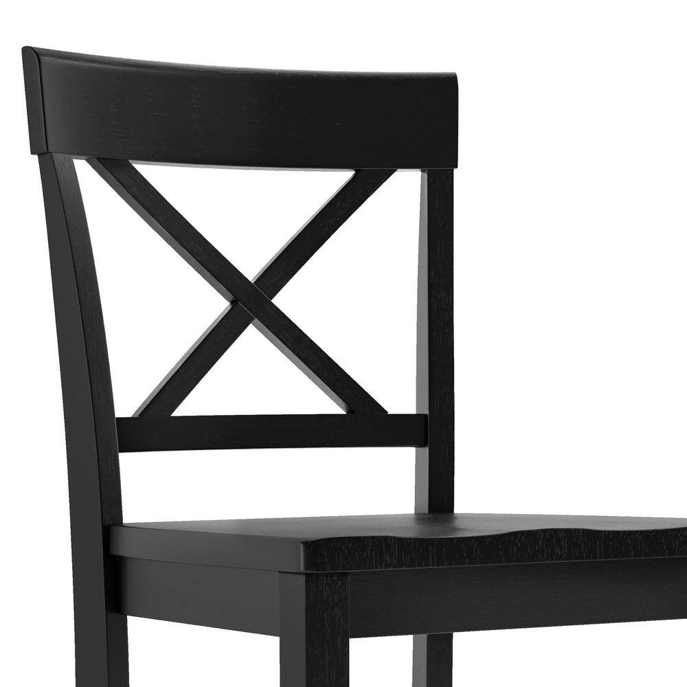Ionia 24" Black Wood Counter Height Bar Stools, Set of 2