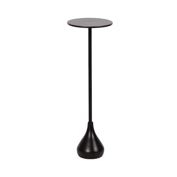 Kate and Laurel Hersi 7 in. Black Round Metal End Table