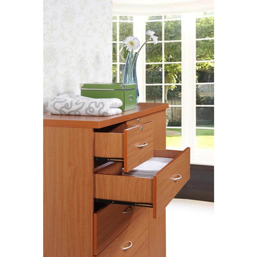 Cherry 7-Drawer Vertical Chest with Lock