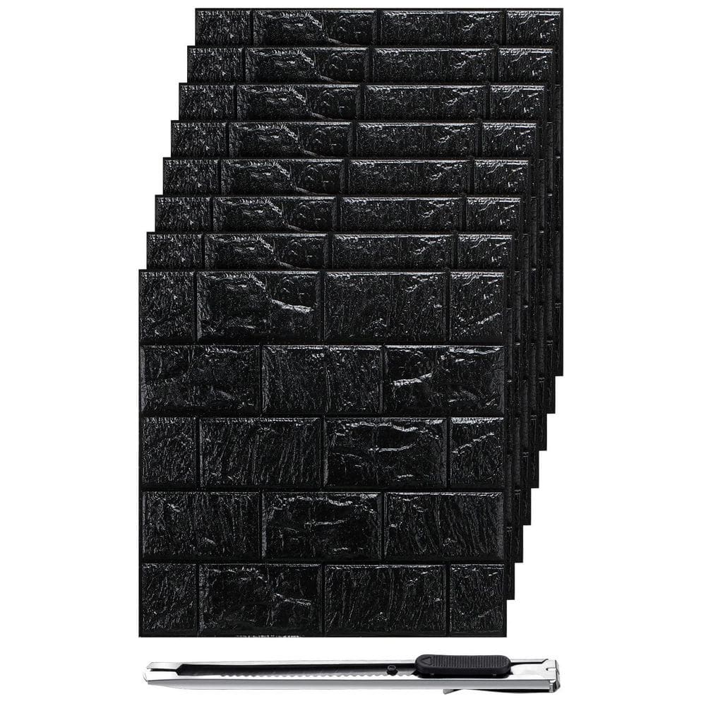 Afoxsos Black 3D Peel & Stick Foam Brick Wallpaper 30 Pieces 28.81