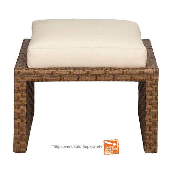 Hampton Bay Tobago Patio Ottoman with Cushion Insert (Slipcovers Sold ...