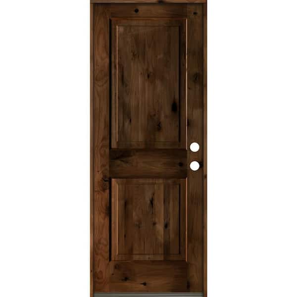 Krosswood Doors 30 in. x 80 in. Rustic Knotty Alder Square Top Provincial Stain Left-Hand Inswing Wood Single Prehung Front Door