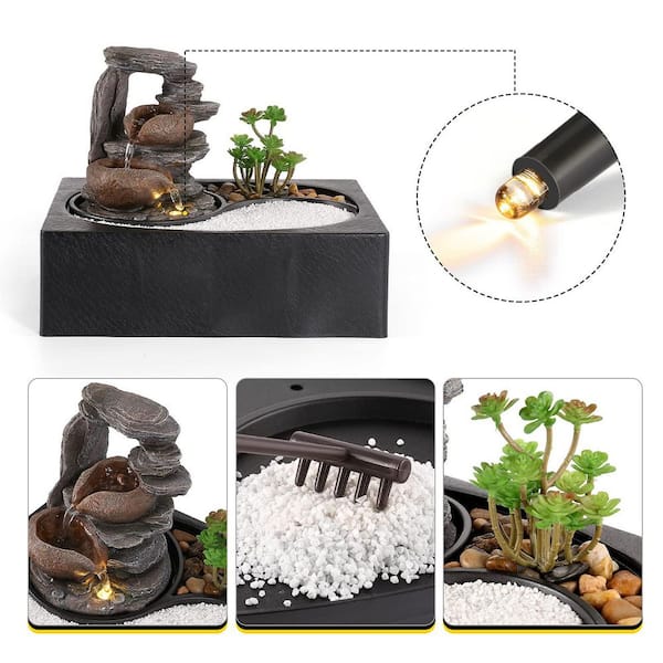 Afoxsos 8.66 in. Electric Resin Tabletop Water Fountain with Zen