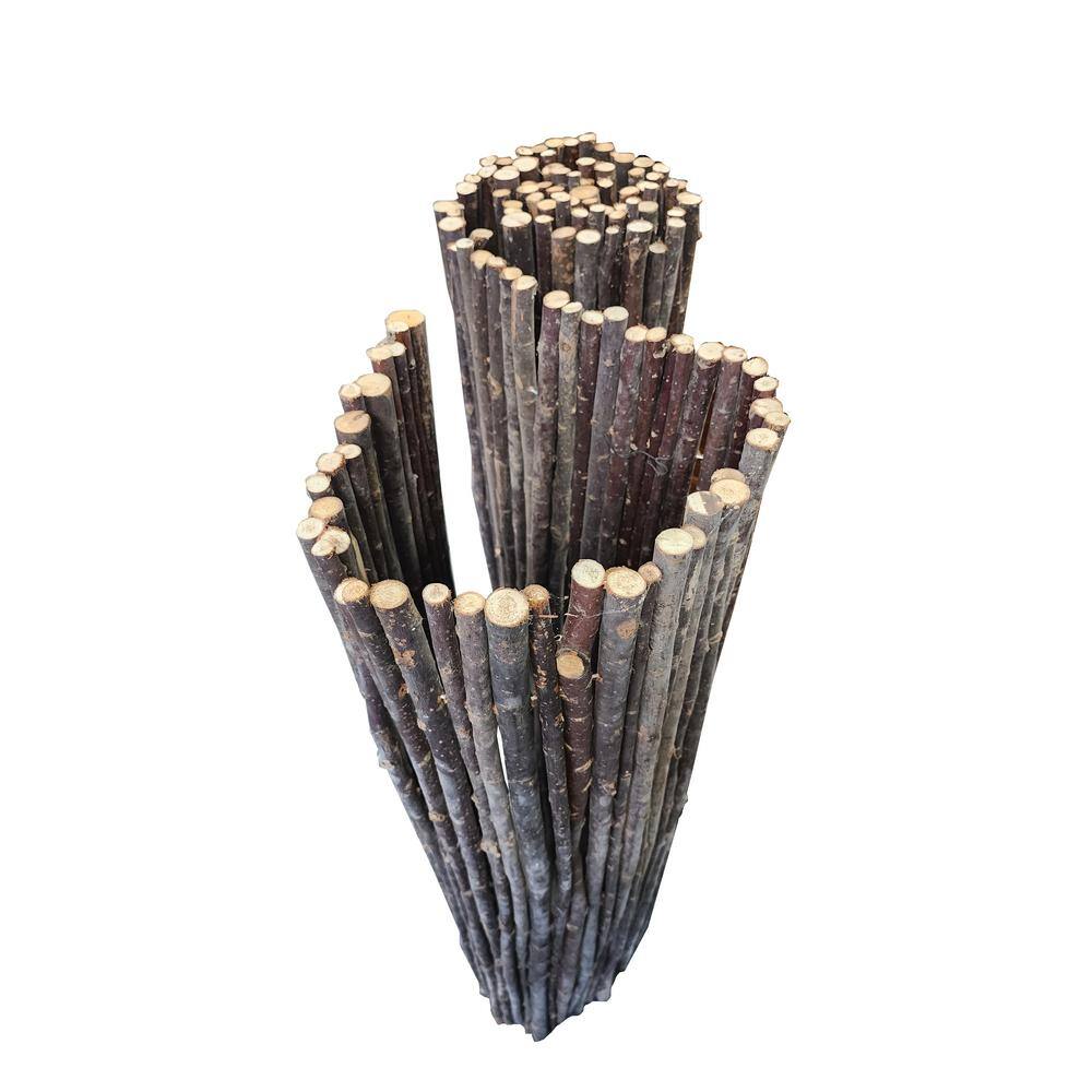 Large Dark Brown Willow Pole Garden Fence 6 ft. H x 6 ft. W