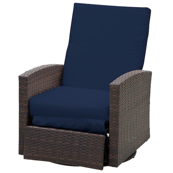 outsunny outdoor rattan wicker swivel recliner