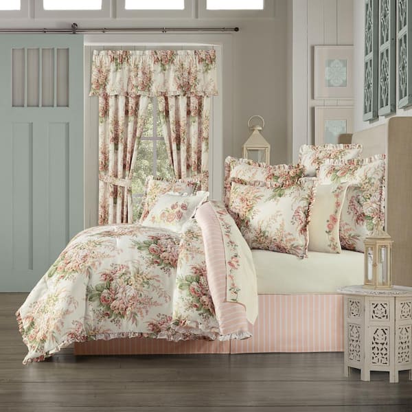 Simply Shabby Chic King Bramble Rose Green Floral Ruffled Duvet Cover