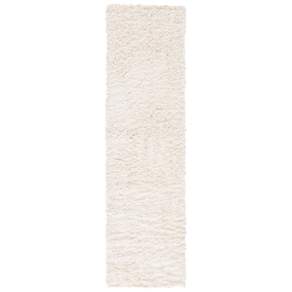SAFAVIEH August Shag Ivory 2 ft. x 7 ft. Solid Runner Rug